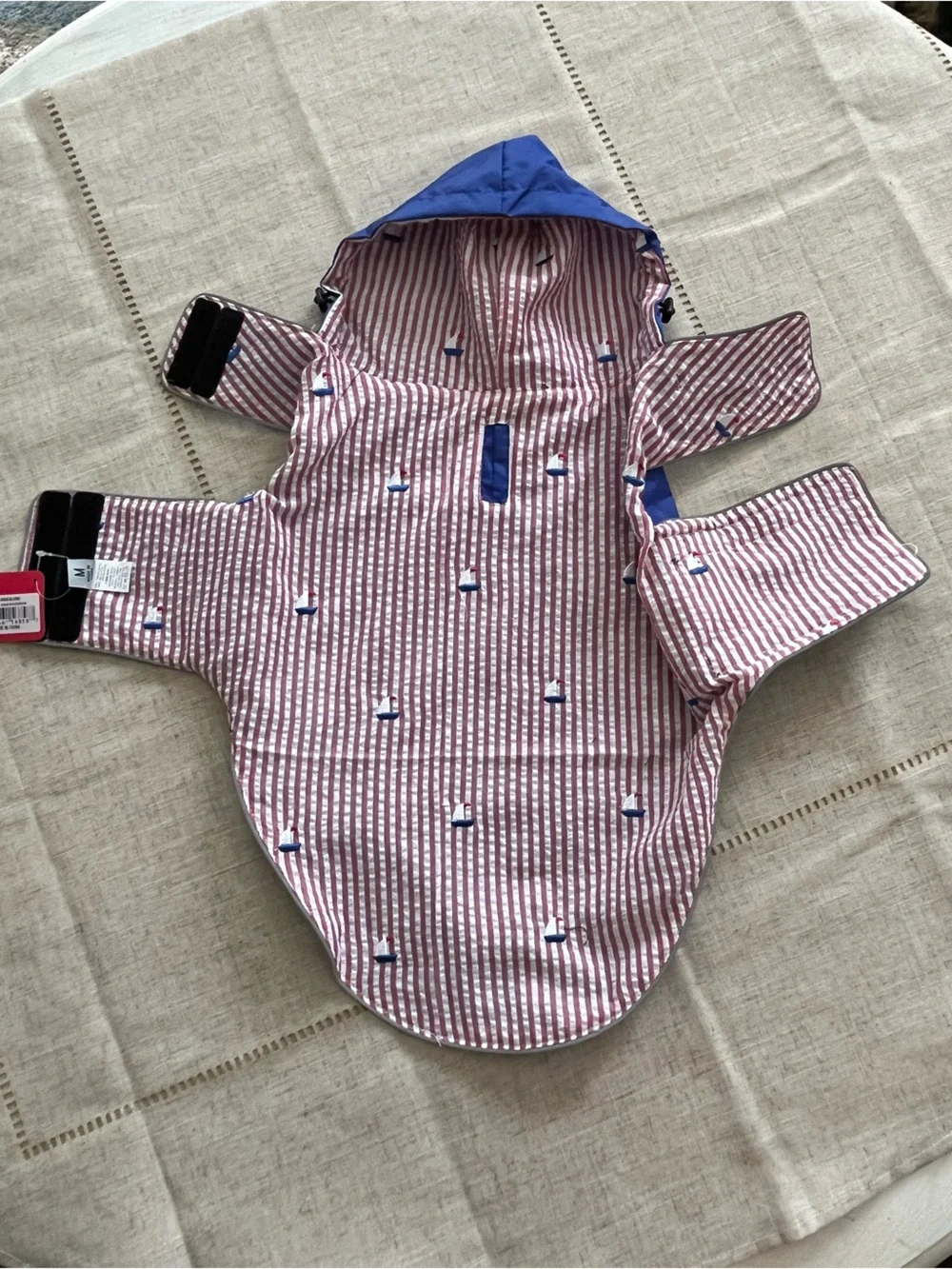 NWT THE WORTHY DOG Blue/Sailboat Seattle Slicker Dog Pet Raincoat, Medium